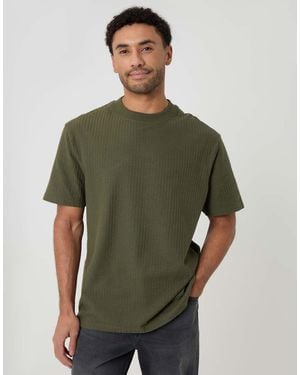 Threadbare Textured Crew Neck T-Shirt - Green