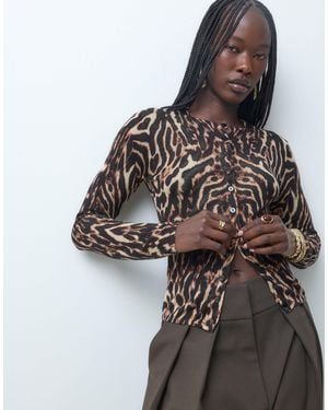 ASOS Zweite haut, transparenter strick-cardigan mit leopardenmuster - Mehrfarbig