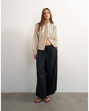 TOPSHOP High Neck Balloon Sleeve Shirt - White