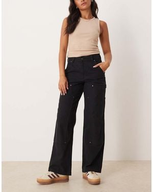 Dickies Pantalones Negros De Pernera Ancha Con Rodilla Reforzada De Lona Double Knee De