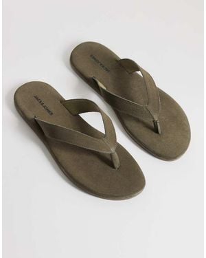 Jack & Jones Suede Flip Flops - Green