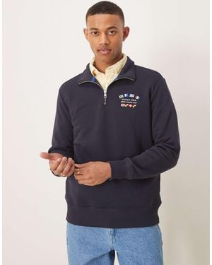 GANT Usa Flag Logo Half Zip Sweatshirt - Blue