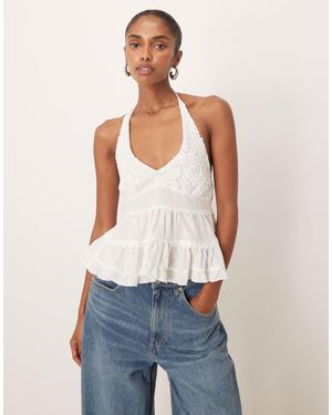 Motel Juanita Crochet Detail Halter - Blue