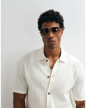 Only & Sons Gebreid Overhemd Met Korte Mouwen - Wit
