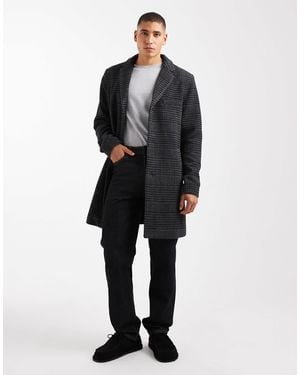 Only & Sons Drop Shoulder Longline Wool Coat - Black