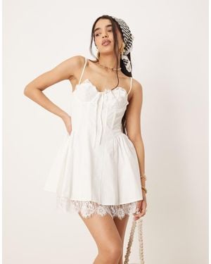 For Love & Lemons Shae Lace Detail Mini Dress - White