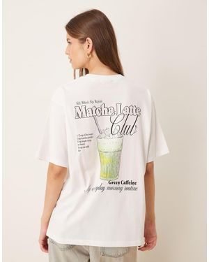 JJXX Oversized Tee With Matcha Back Print - White
