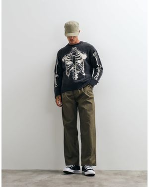 AllSaints Ribspill skelenton graphic strickpullover - Grau