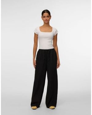 Vero Moda Pantaloni Con Fondo Ampio Neri - Bianco