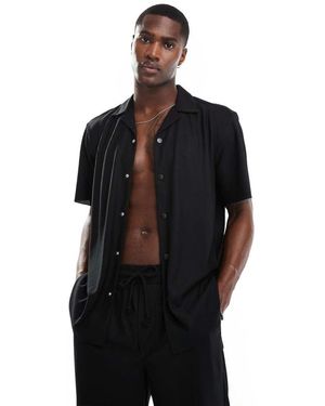 Only & Sons Plisse Revere Collar Shirt Co-ord - Black