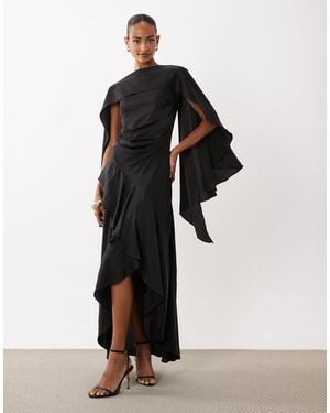 TFNC London Cape Top Satin Maxi Dress With Wrap Skirt - White
