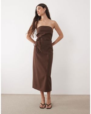 Nobody's Child Tailored Bandeau Dress - Brown