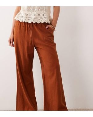 Miss Selfridge Linen Look Pull On Trouser - Brown
