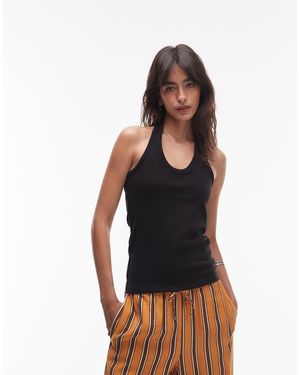 ARKET Cotton Rich Halterneck Jersey Top - Black