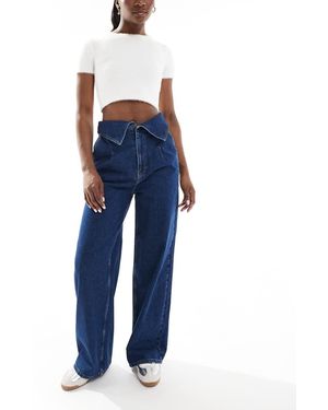 ASOS Jeans Con Fondo Ampio E Fascia Risvoltata - Blu