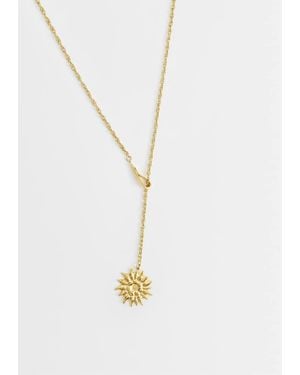 ASOS Waterproof Stainless Steel Sun Pendant Necklace - White