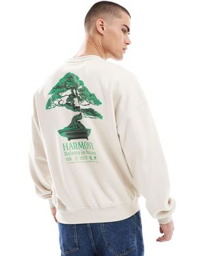 Only & Sons Oversized Sweat With Harmony Back Print - White