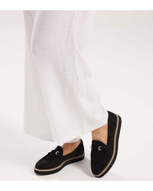 Yours Clothing Faux Suede Snaffle Loafers - Black