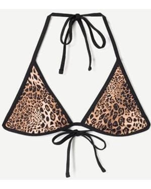 Bershka Reversible Animal Print Bikini Top - White