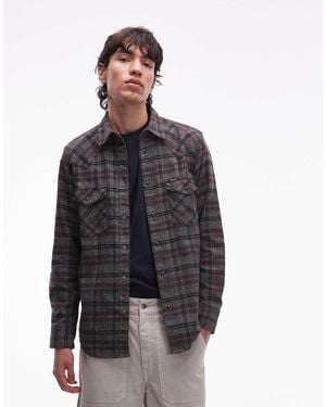 Wrangler Chemise style western à manches longues - à carreaux - Gris