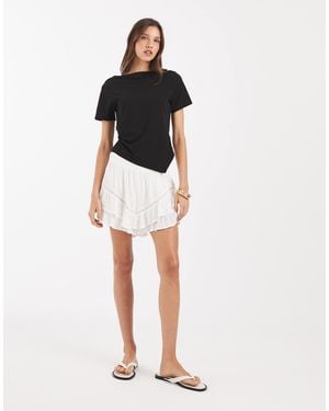 Pieces Draping Detail Asymmetric Hem Top - White