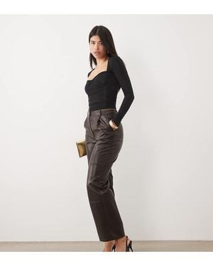 Kaiia Exclusive Faux Leather Straight Leg Trouser Co-Ord - Black