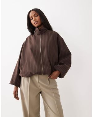 ASOS Casual Harrington Jacket With Funnel Neck - Brown