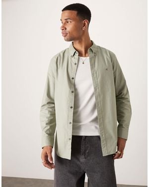Calvin Klein Long Sleeve Oxford Shirt - Natural