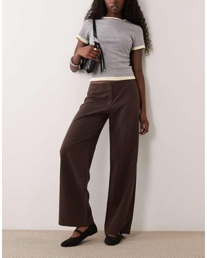 Abercrombie & Fitch Low Rise Wide Leg Trousers - Brown