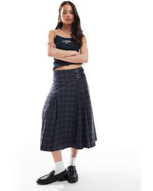 Superdry – midi-faltenrock - Blau