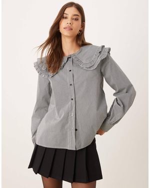 Glamorous Double Layer Collar Button Down Shirt - Grey