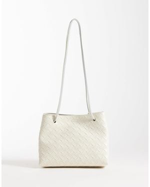 PASQ Woven Box Cross Body Bag - White