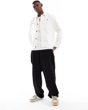 New Look Twill Button Up Jacket - White