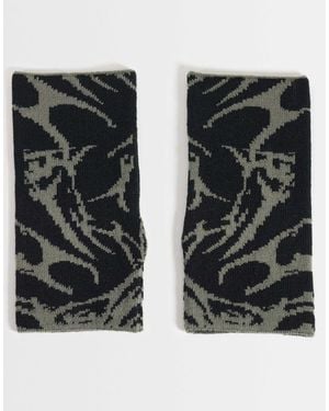 ASOS Abstract Pattern Palm Warmer Fingerless Glove - Black