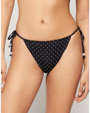 Tezenis Polka Dot Brazillian Tie-Side Bikini Bottoms - Black