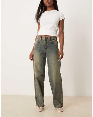 Dickies Vaqueros Azul Añil Con Tintado Amarillo Desgastado De Talle Medio Y Pernera Ancha Suelta Herndon De - Neutro
