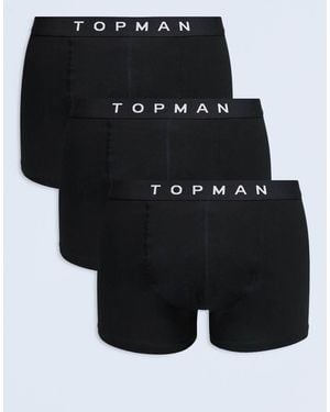 TOPMAN Pack De 3 Calzoncillos Negros Con Cinturillas Negras De