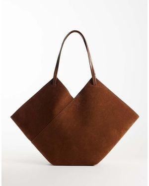 ASOS Faux Suede Vase Tote Bag - Brown