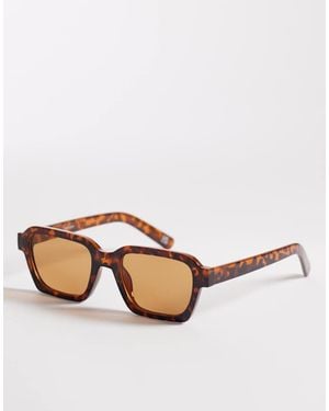 Reclaimed Vintage Unisex Square Sunglasses With Orange Lens - Natural