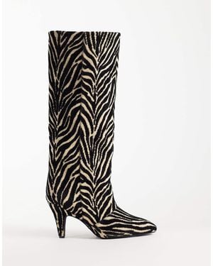 ASOS Contessa Cone Heel Slouch Knee Boots - White