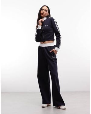 CERNUCCI Soft Touch Wide Leg Logo Joggers Co-Ord - Blue