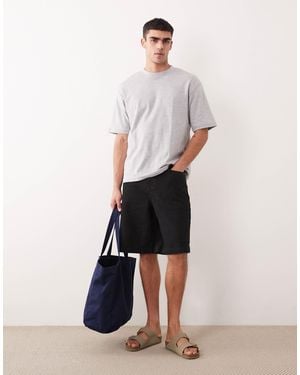 ASOS Loose Textured Denim Jorts - White
