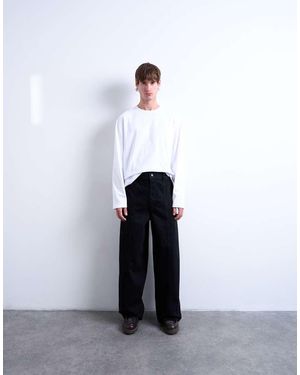 TOPMAN Vaqueros Negros De Pernera Ancha De - Blanco