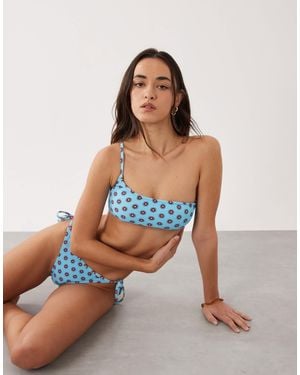 Mango – teen – gekräuselter bikini - Blau