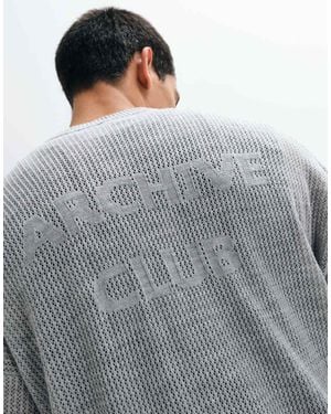 ASOS Oversized Crew Neck Jumper With Graphic Back Print - Grey