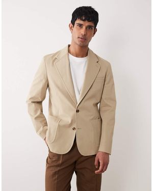ASOS Ruimvallende Blazer Van Katoenen Keperstof - Naturel