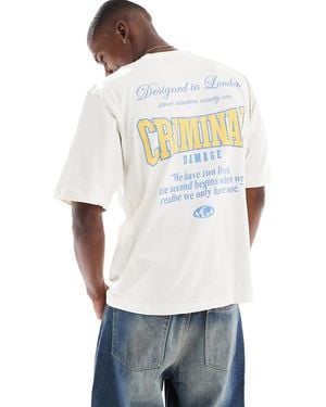 Criminal Damage Varsity T-Shirt Off - White