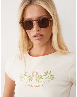 Miss Selfridge Camiseta Con Diseño Encogido Y Estampado Gráfico De México-Blanco - Neutro