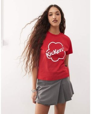 Kickers T-Shirt Corta E Stretta Anni '90 Rossa Con Logo - Rosso