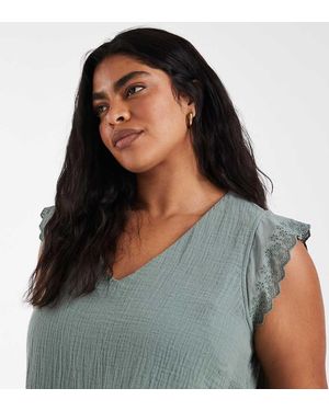 ONLY V-neck Textured Top - Blue